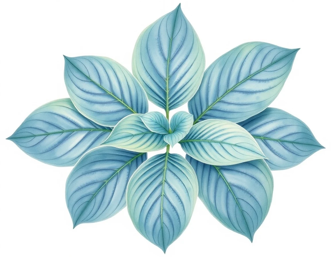 Watercolor illustration of Hosta 'Lighthouse'