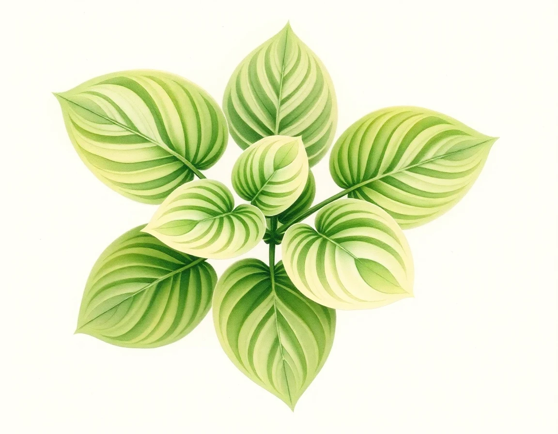 Watercolor illustration of Hosta 'Lime Zest'