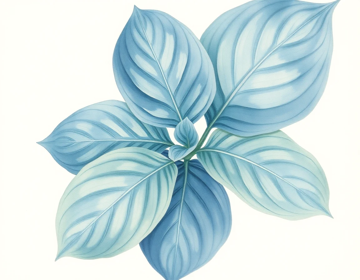 Watercolor illustration of Hosta 'Linda Blue'