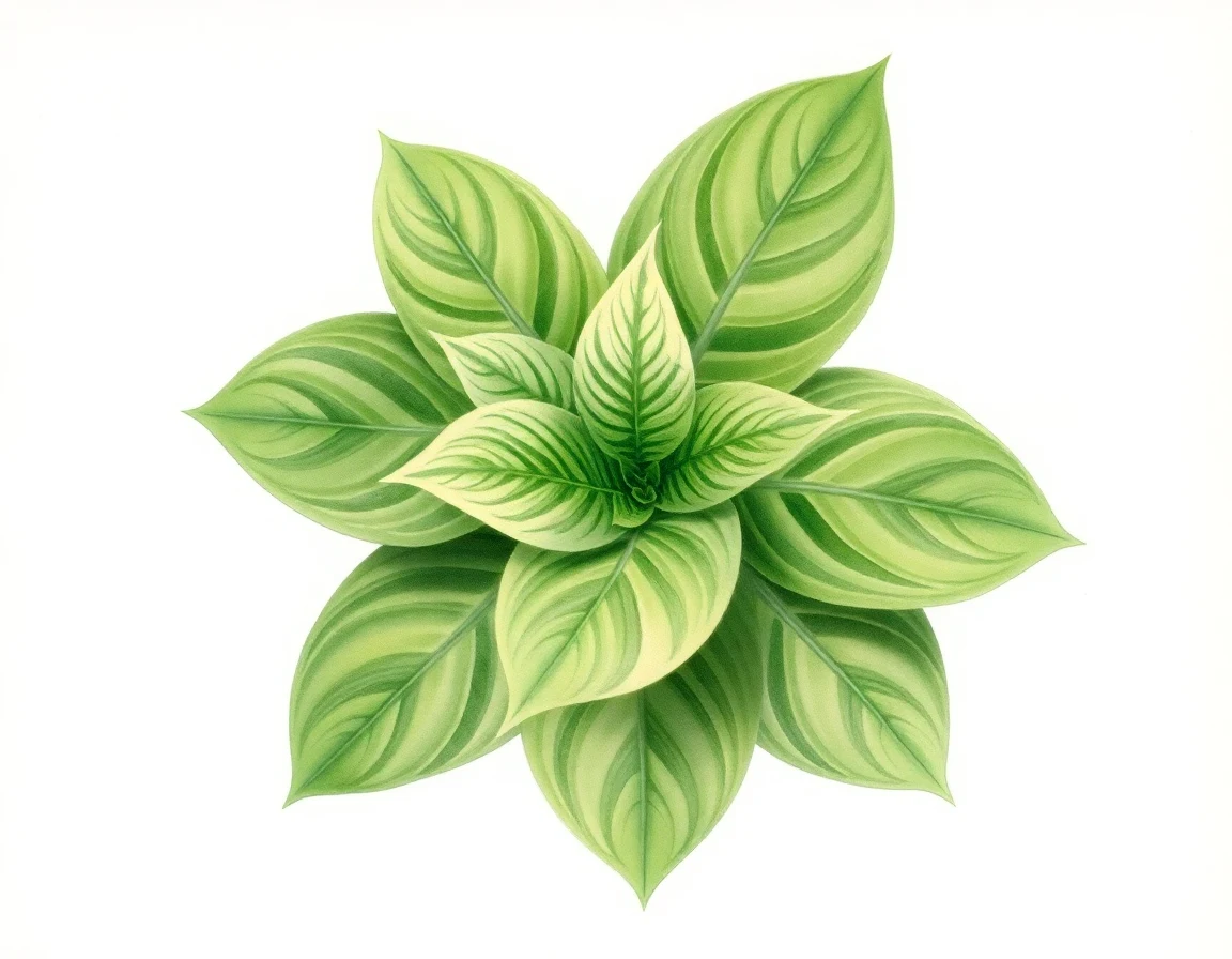 Watercolor illustration of Hosta 'Little Green Griffonage'