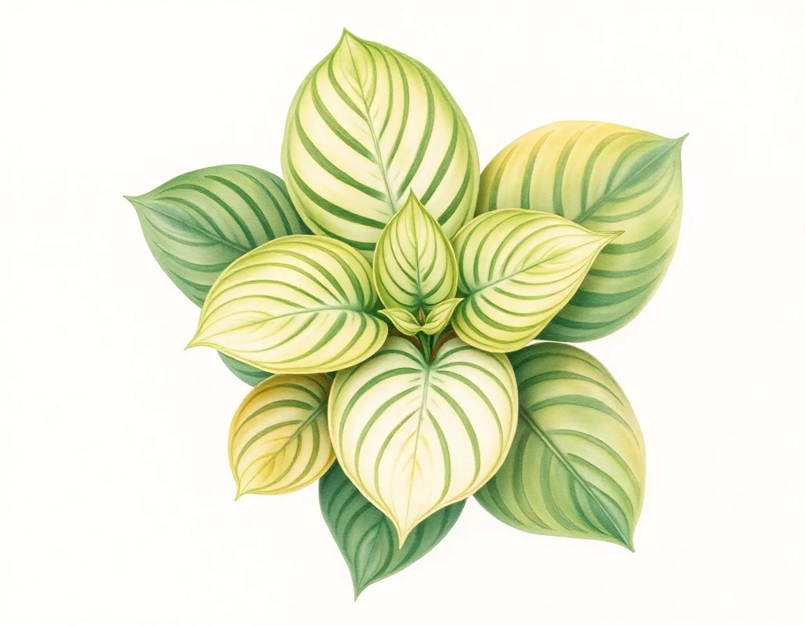 Watercolor illustration of Hosta 'Little Red Joy'