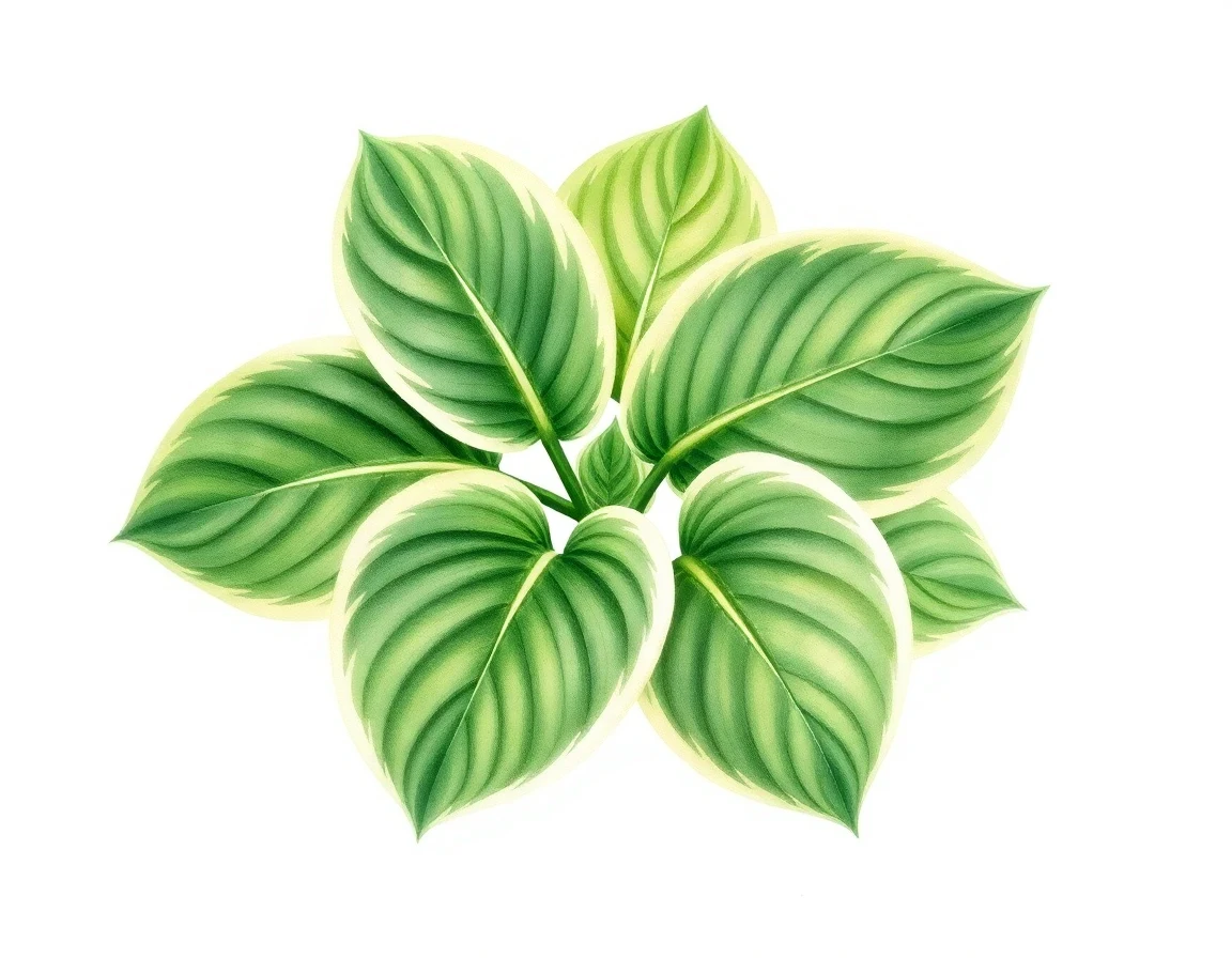 Watercolor illustration of Hosta 'Lollapalooza'