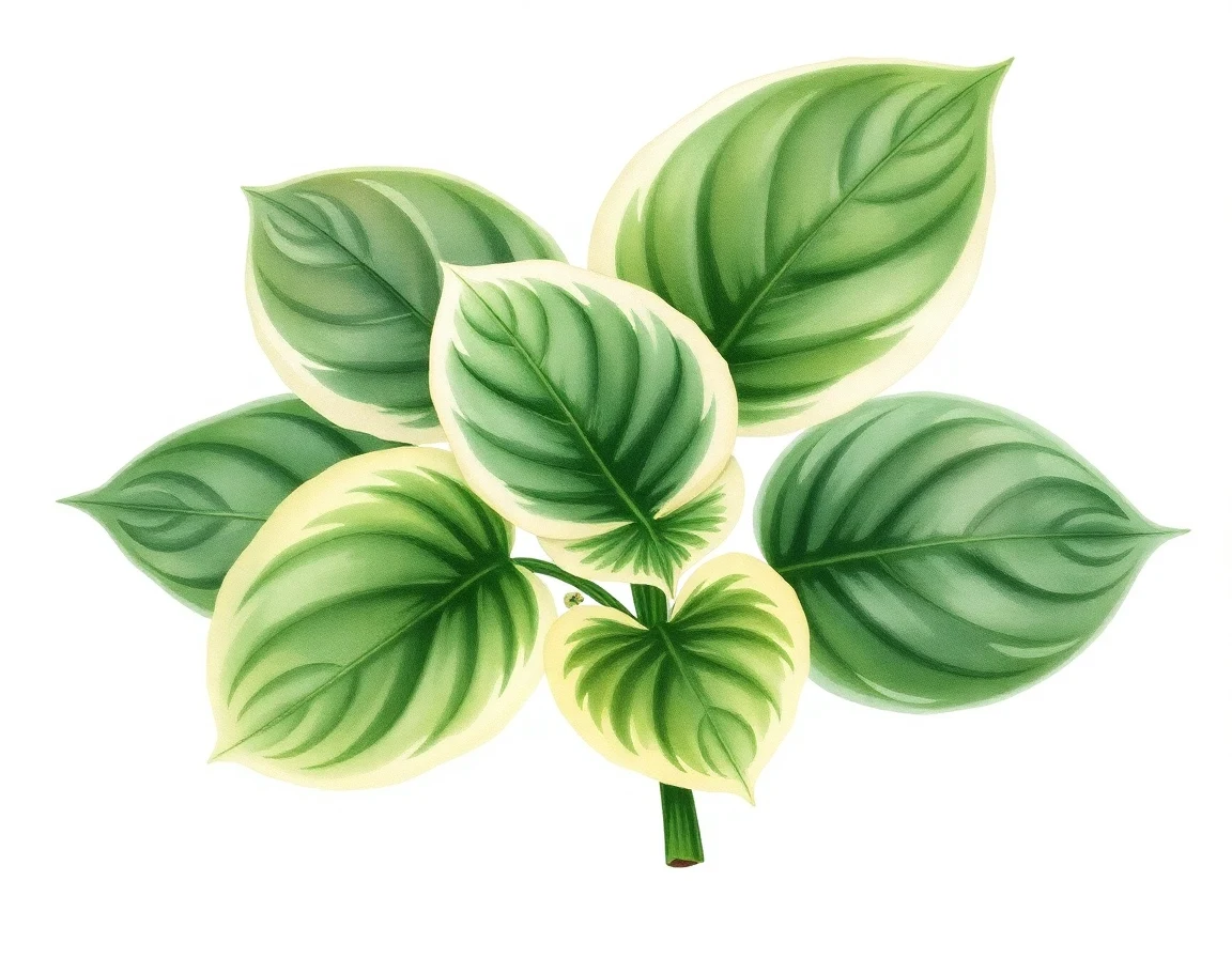 Watercolor illustration of Hosta 'Lorikeet'