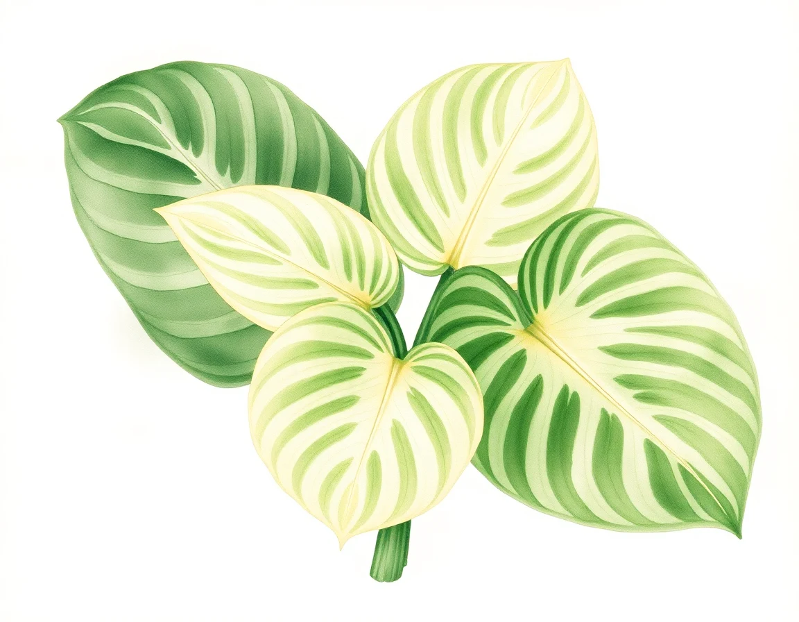 Watercolor illustration of Hosta 'Lotus Woods'
