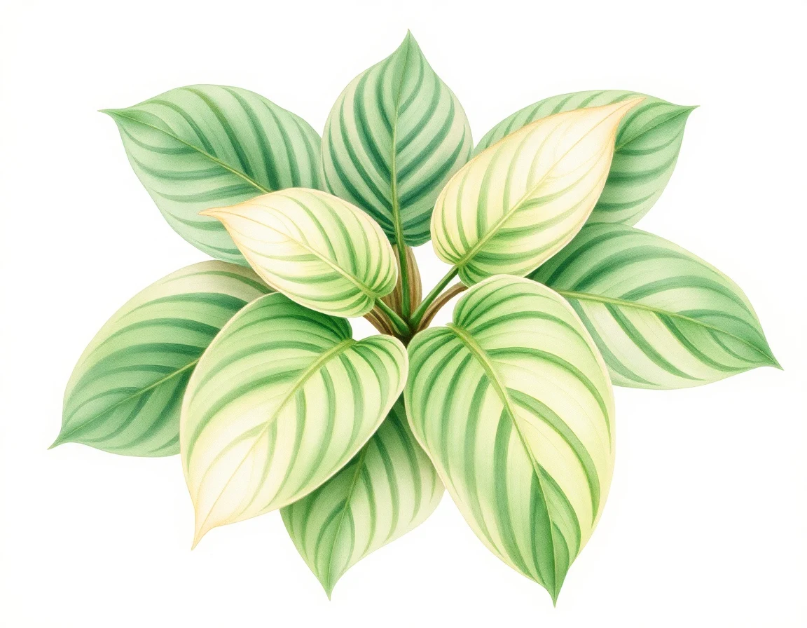 Watercolor illustration of Hosta 'Lucky Charm'