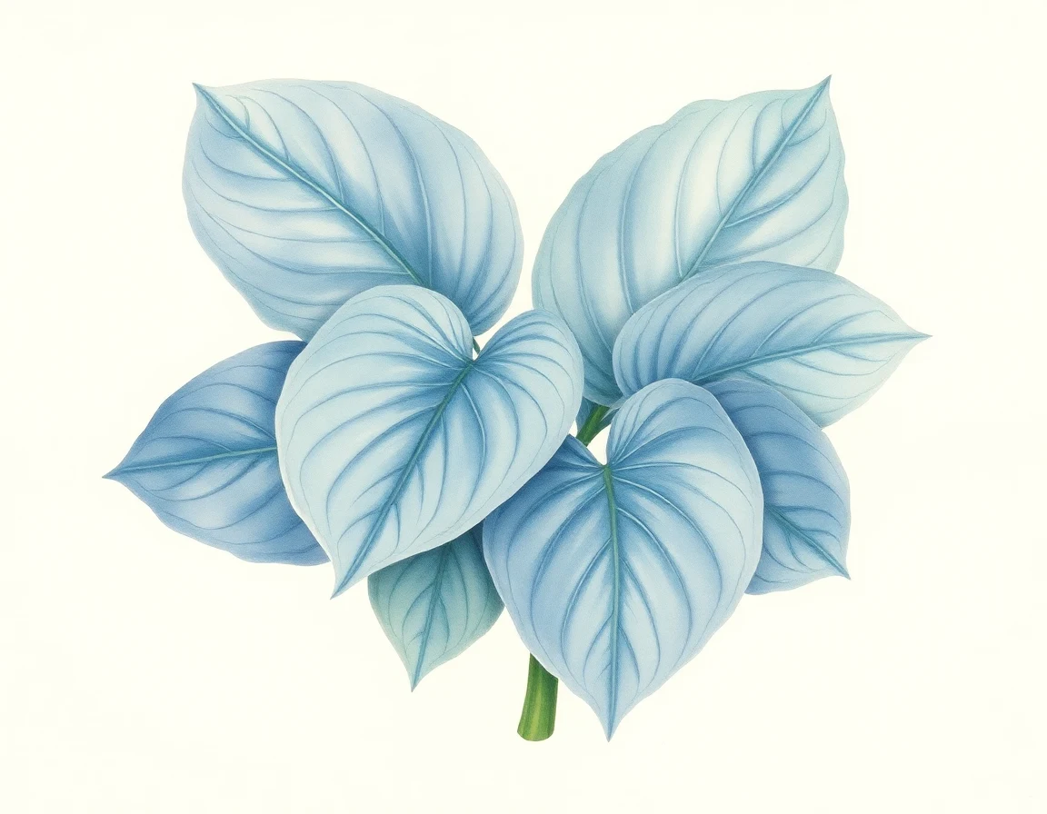 Watercolor illustration of Hosta 'Lucy and Ethel'