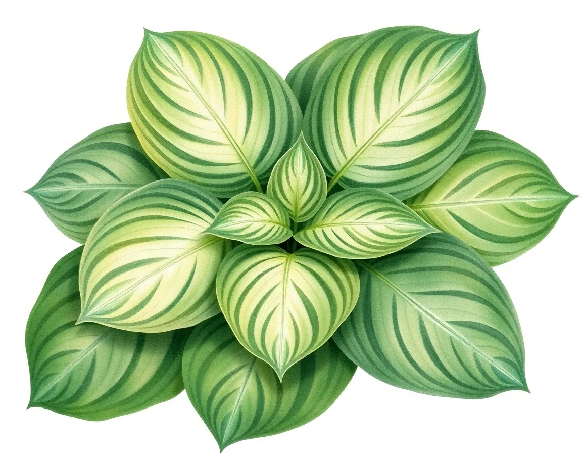 Watercolor illustration of Hosta 'Lucy's Crinkles'