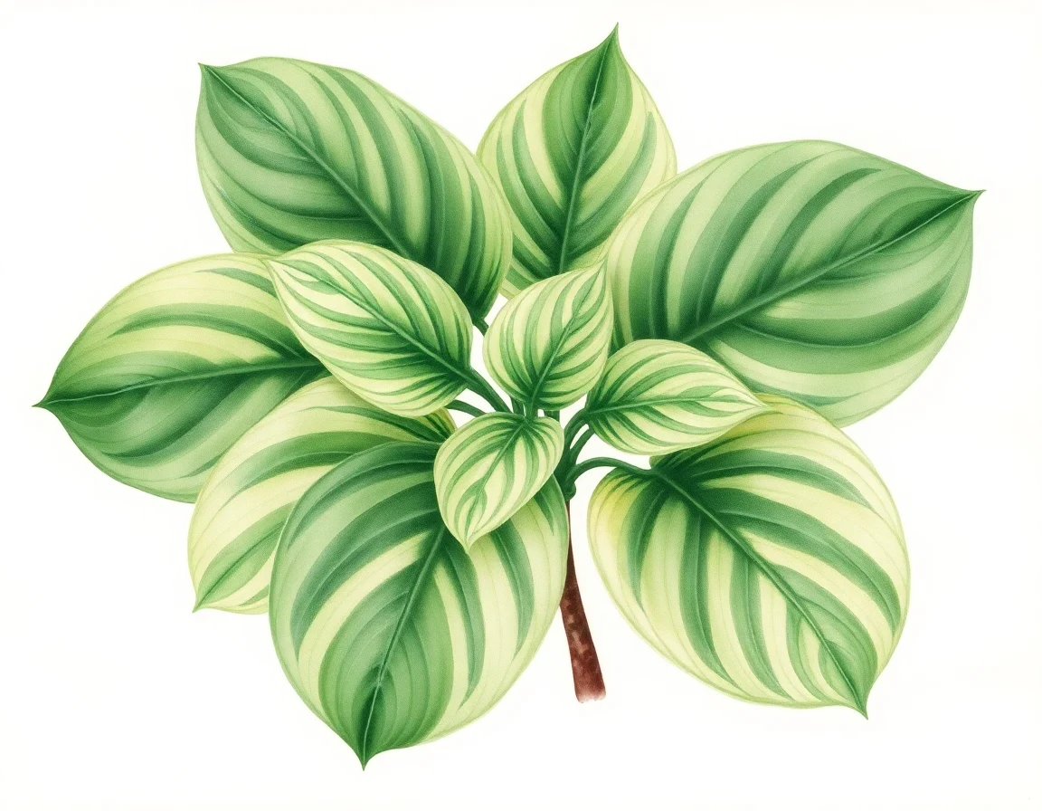 Watercolor illustration of Hosta 'Lunar Night'
