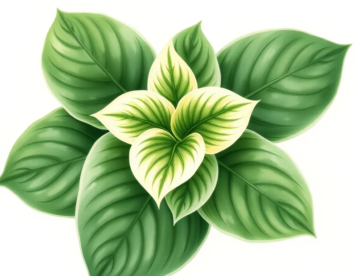 Watercolor illustration of Hosta 'Madame Butterfly'