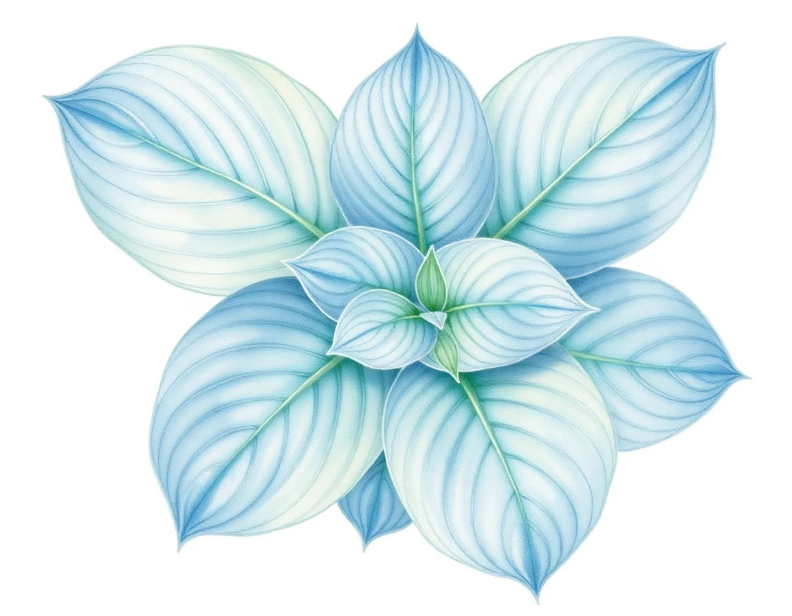 Watercolor illustration of Hosta 'Maize and Blue'