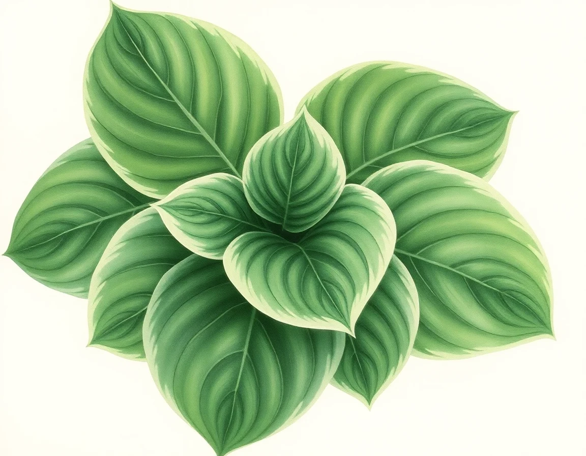 Watercolor illustration of Hosta 'Majestic'