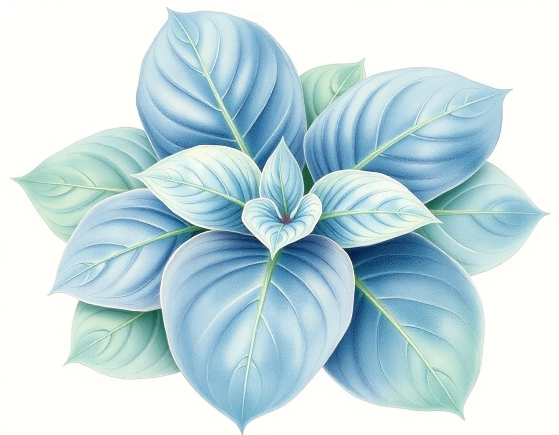 Watercolor illustration of Hosta 'Mama Bear'