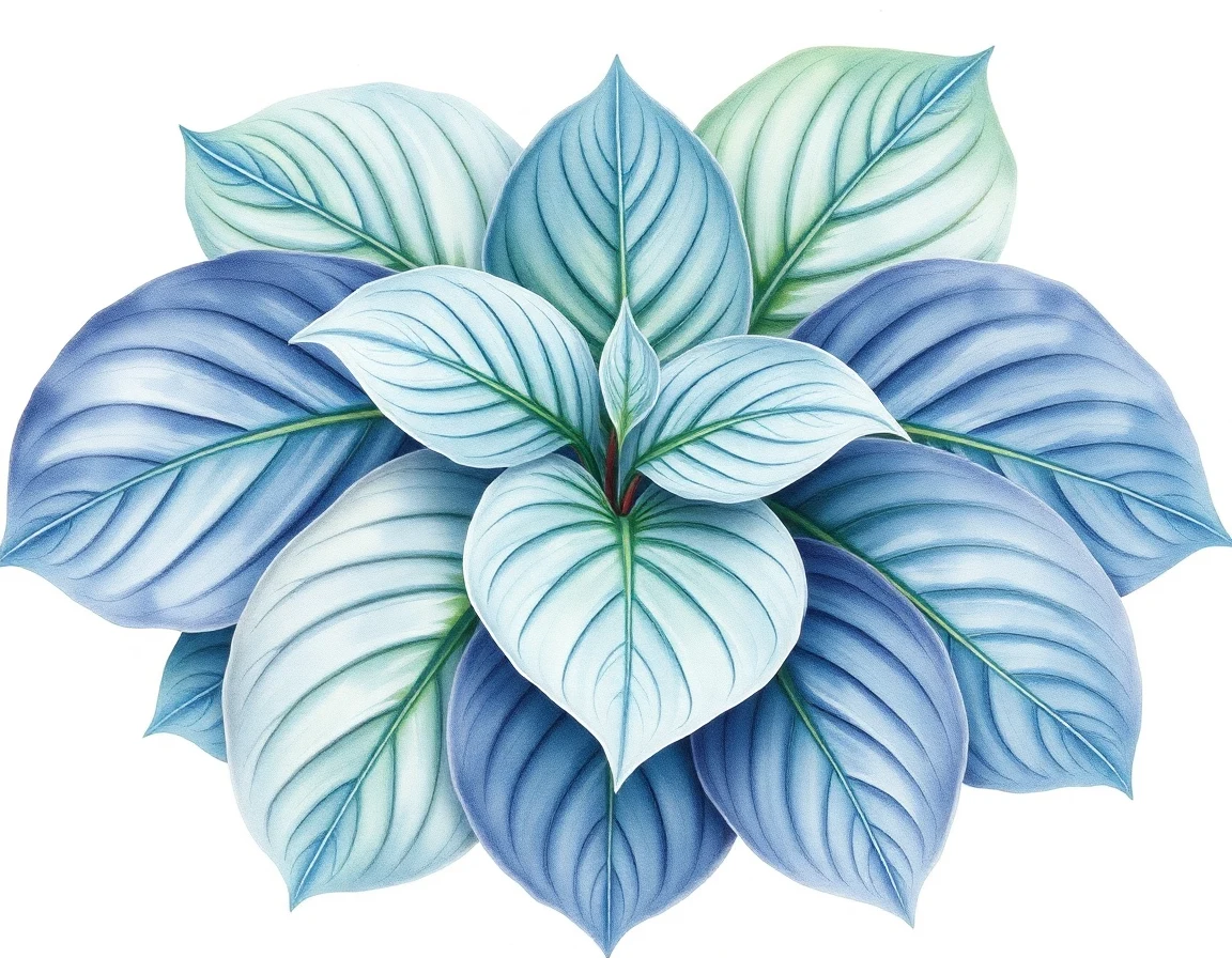 Watercolor illustration of Hosta 'Maniac'