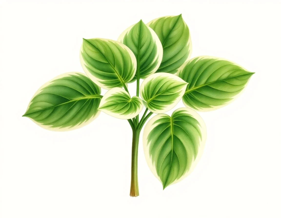 Watercolor illustration of Hosta 'Margrit Anna'
