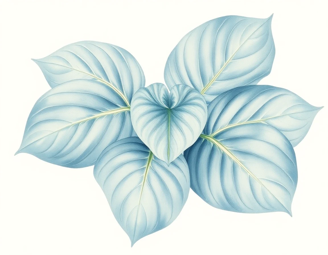 Watercolor illustration of Hosta 'Mark Anthony'