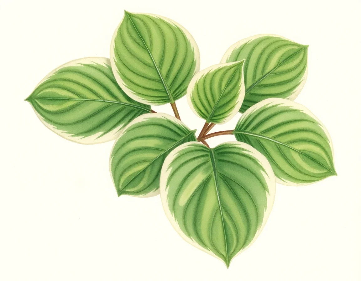 Watercolor illustration of Hosta 'Masquerade'
