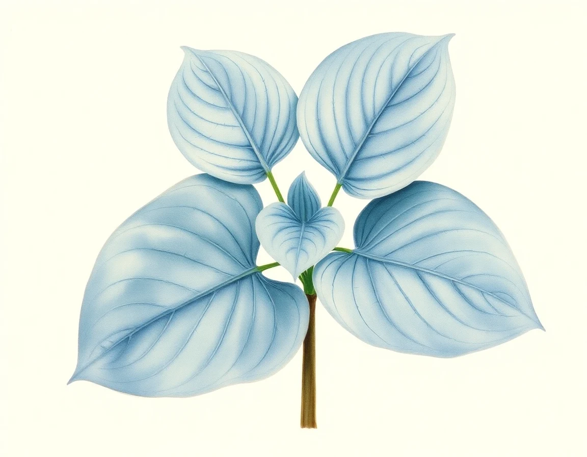 Watercolor illustration of Hosta 'Maui Blue Surf'
