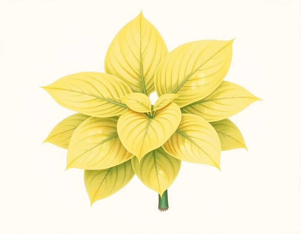 Watercolor illustration of Hosta 'Midwest Gold'