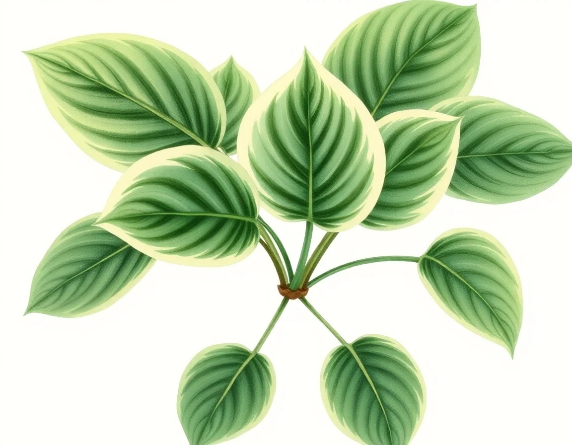Watercolor illustration of Hosta 'Milk and Honey'