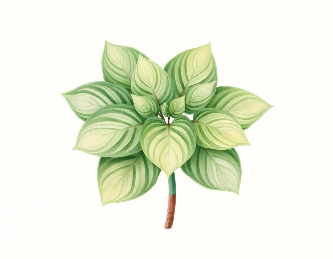 Watercolor illustration of Hosta 'Mint Chip'