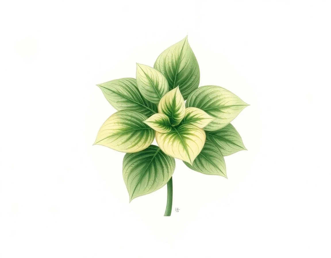 Watercolor illustration of Hosta 'Mogul'