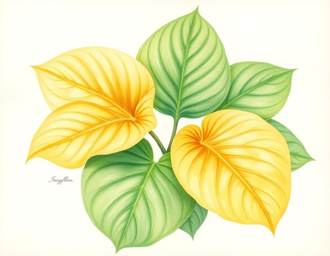 Watercolor illustration of Hosta 'Monsoon'