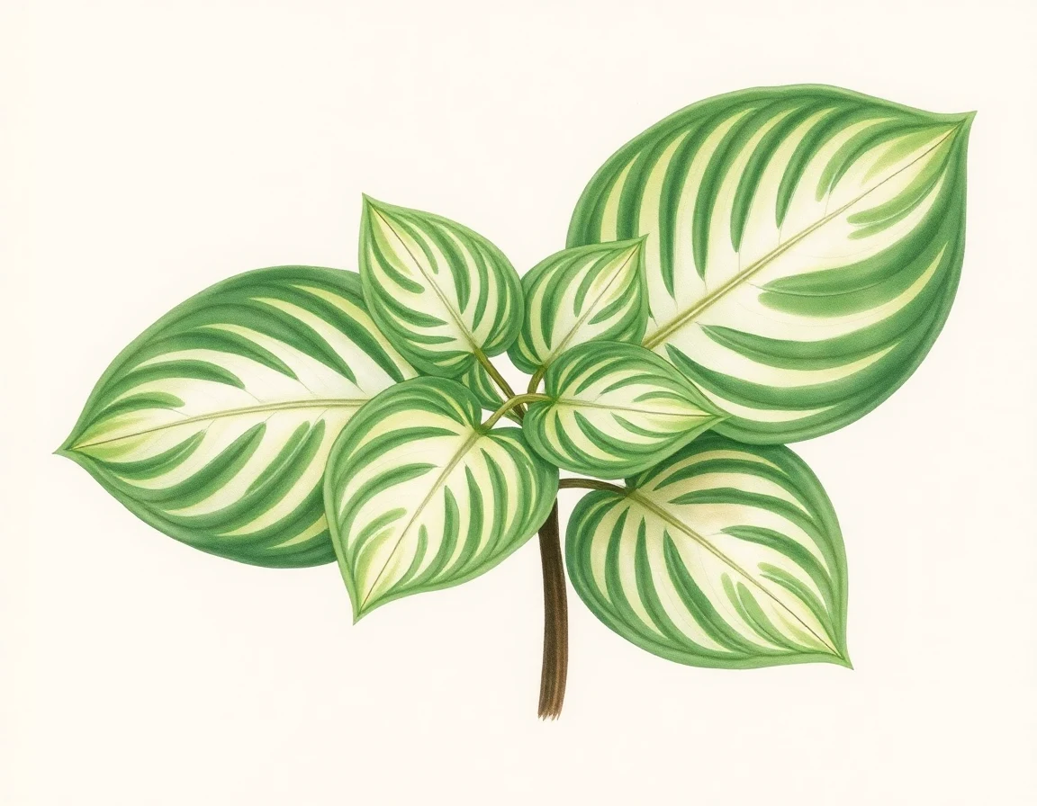 Watercolor illustration of Hosta 'Moongate Little Dipper'