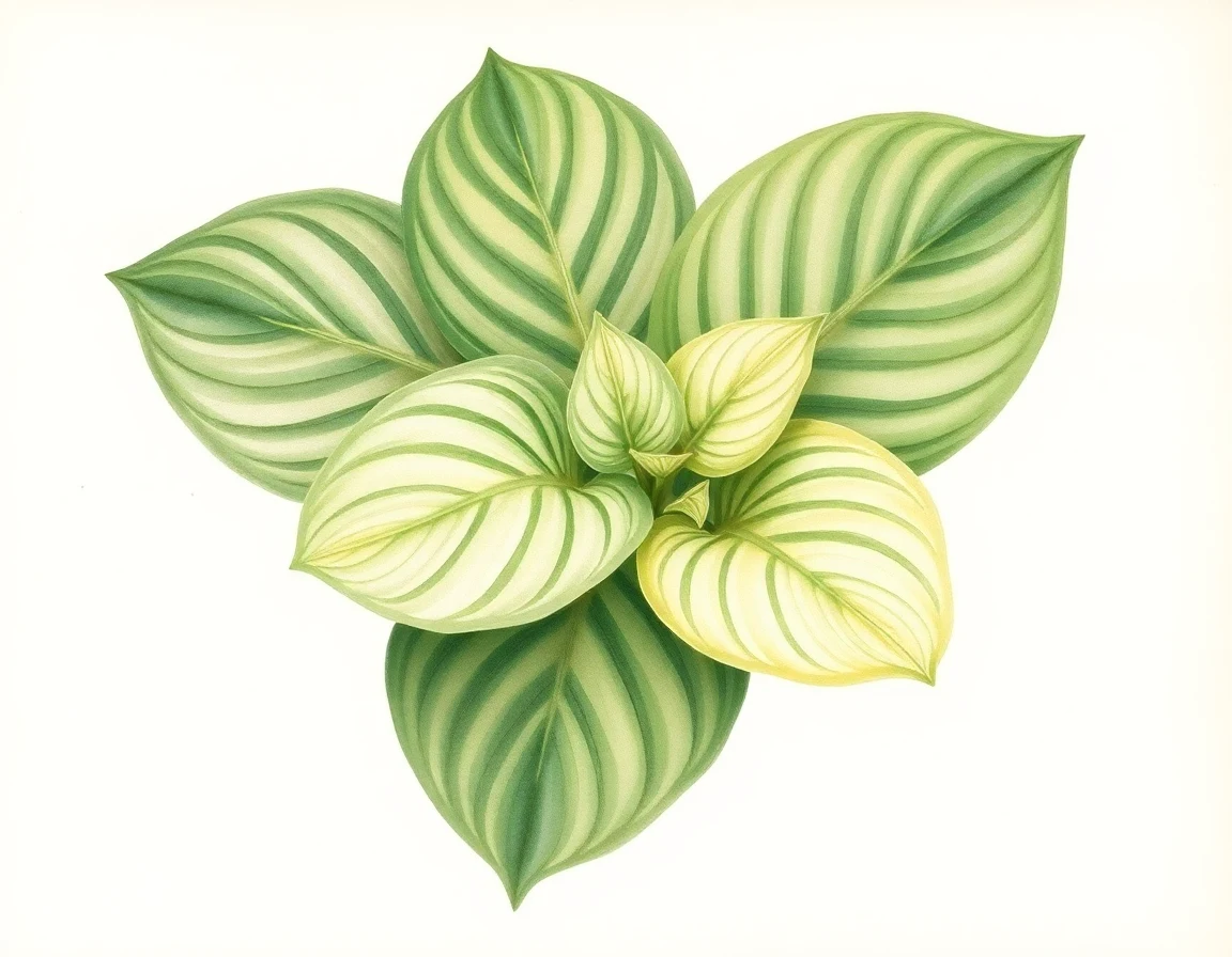 Watercolor illustration of Hosta 'Morning Angel'