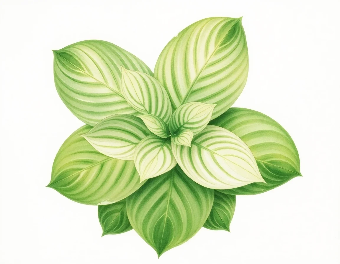 Watercolor illustration of Hosta 'Mosel'