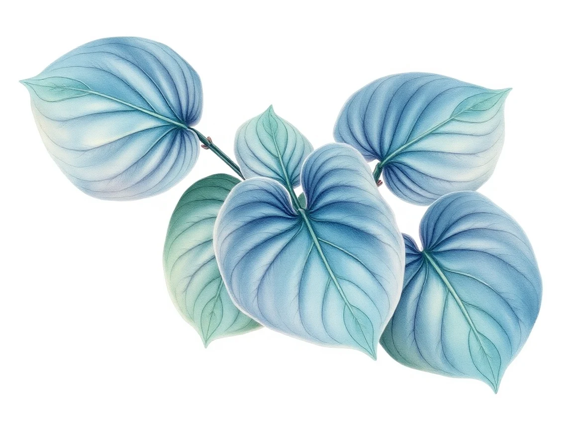 Watercolor illustration of Hosta 'Mystic Mouse'