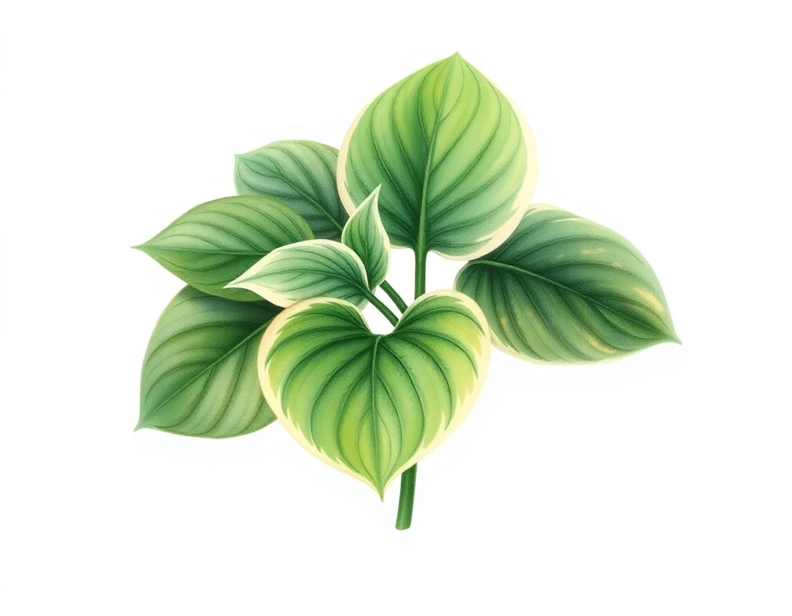 Watercolor illustration of Hosta 'National Treasure'