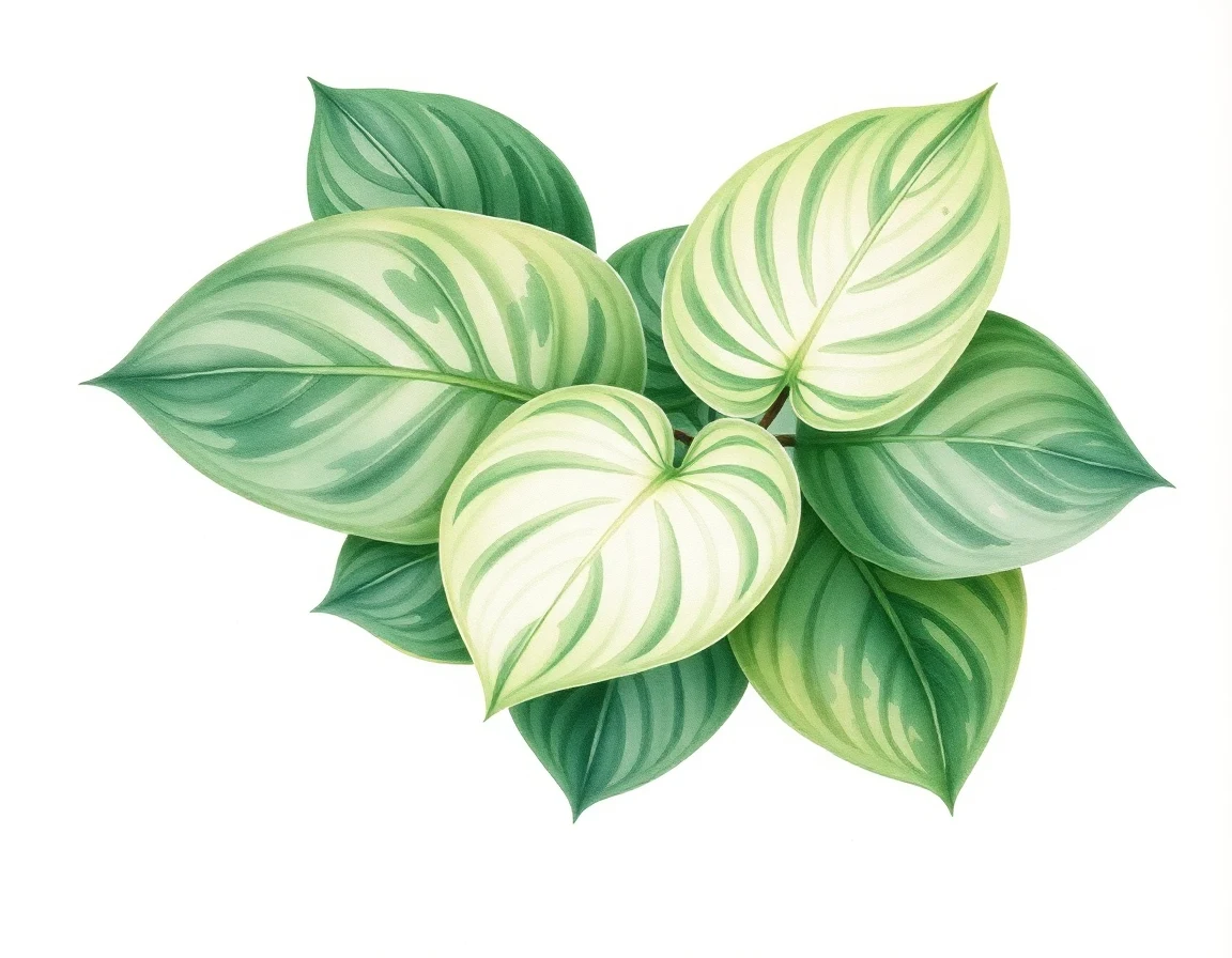 Watercolor illustration of Hosta 'National Velvet'