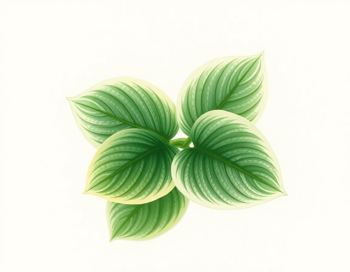 Watercolor illustration of Hosta 'Neat Splash Rim'