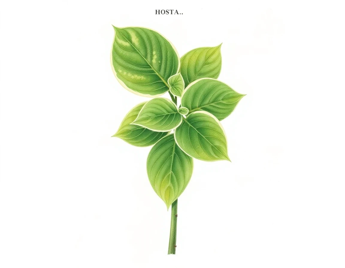 Watercolor illustration of Hosta 'Neutrino'