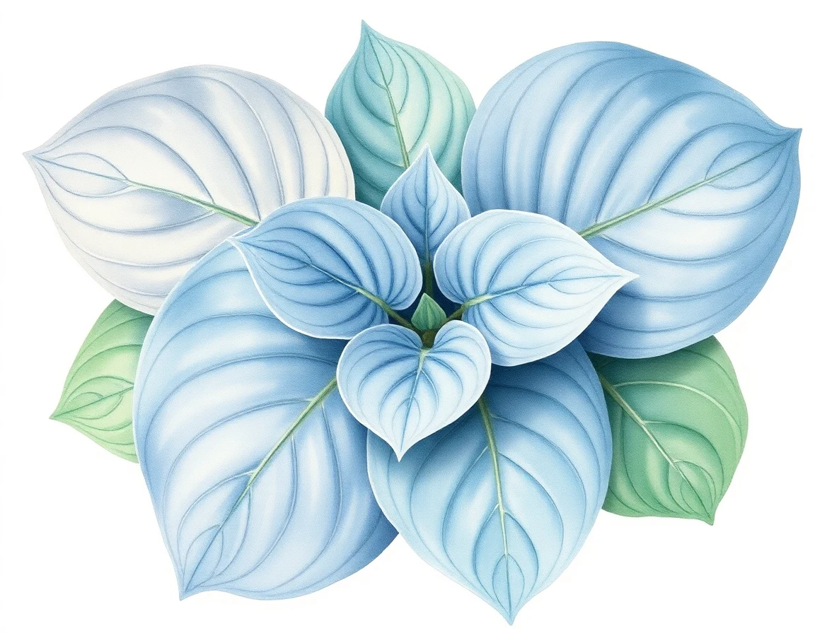 Watercolor illustration of Hosta 'Night Music'