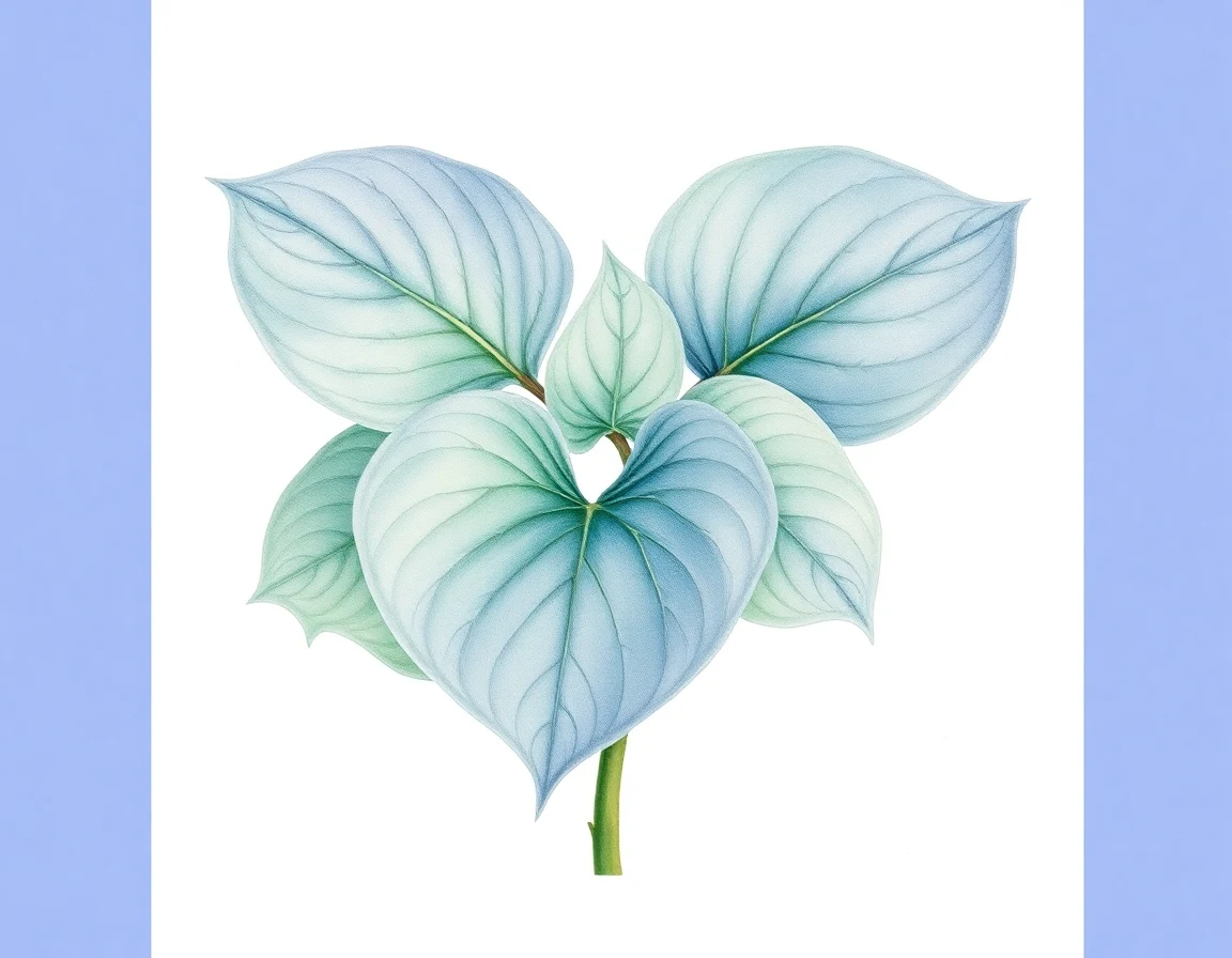 Watercolor illustration of Hosta 'No Frills'