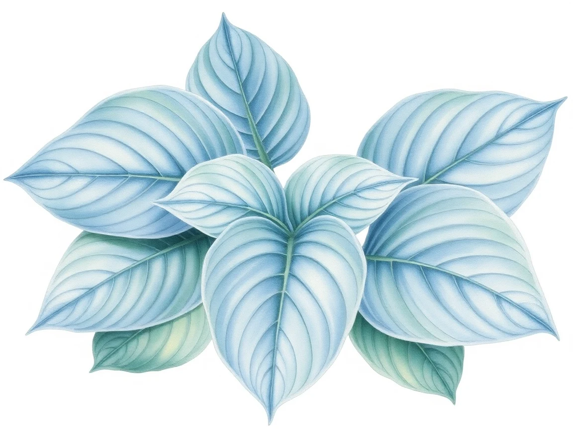 Watercolor illustration of Hosta 'Northern Lights'