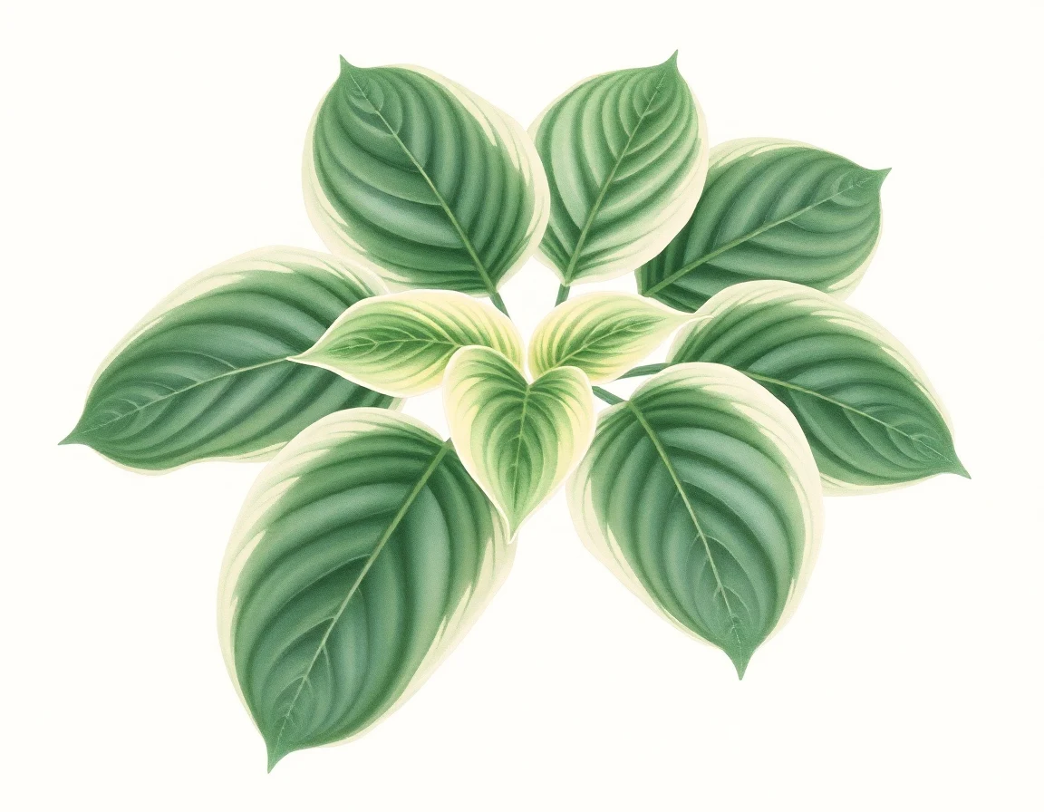Watercolor illustration of Hosta 'Oberland Colourful Noise'