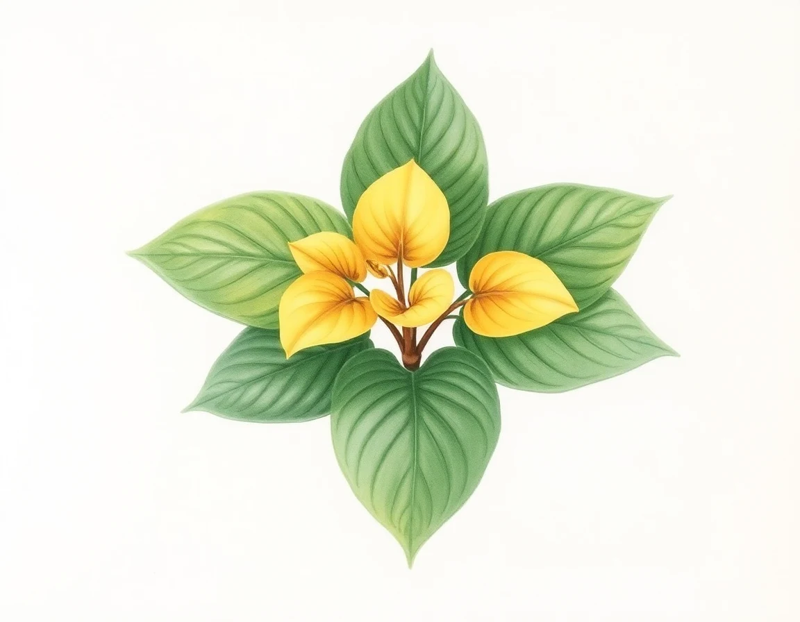 Watercolor illustration of Hosta 'Ogon Hime Tokudama'