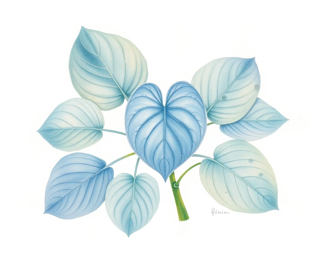 Watercolor illustration of Hosta 'Ohh! Blue Otto'
