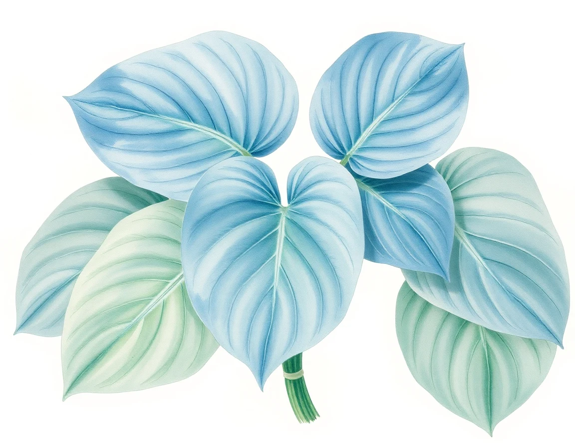 Watercolor illustration of Hosta 'Old Cadillac'