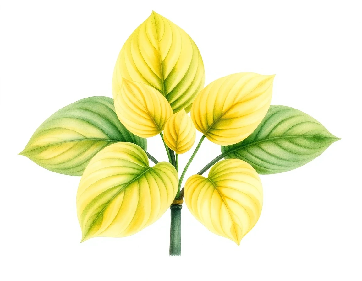 Watercolor illustration of Hosta 'Olympic Gold'