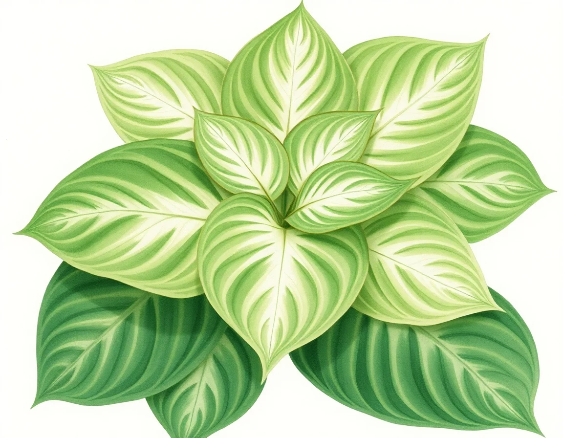 Watercolor illustration of Hosta 'One Man's Treasure'