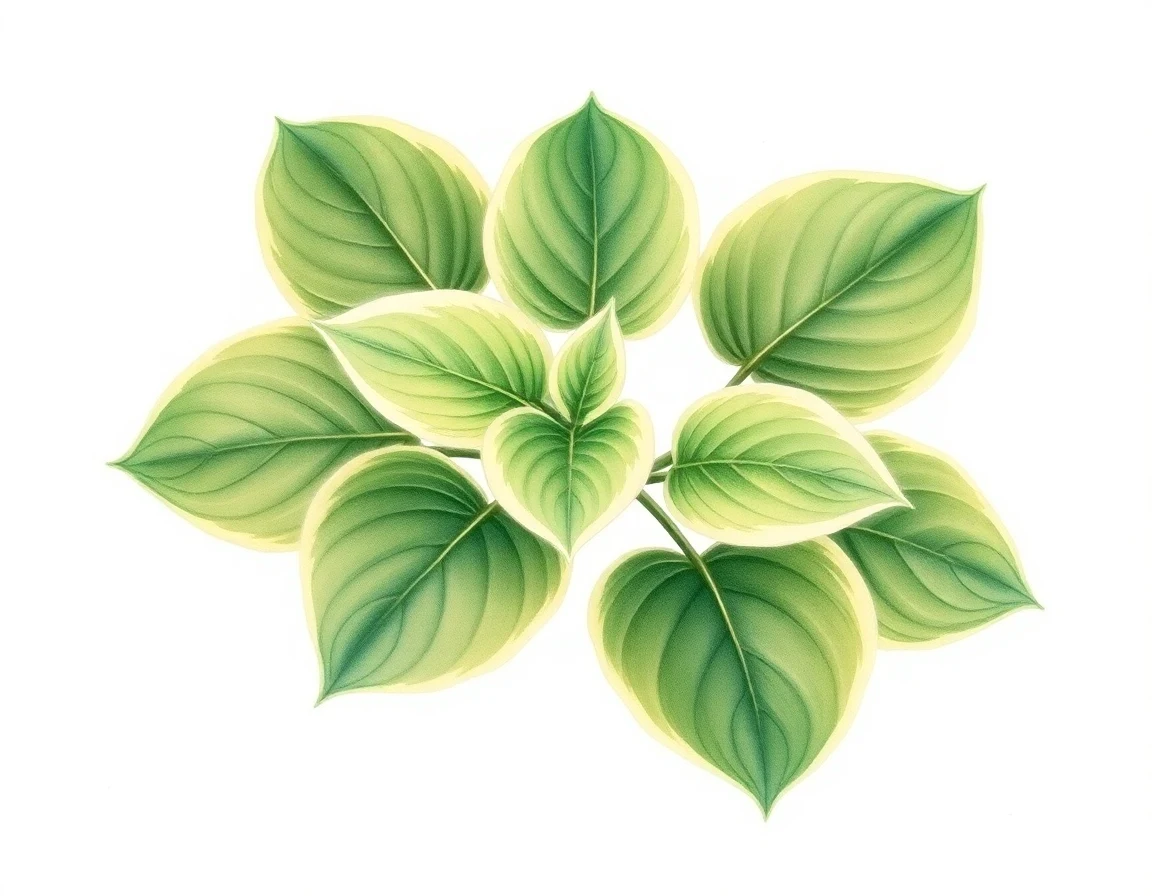 Watercolor illustration of Hosta 'Outhouse Delight'