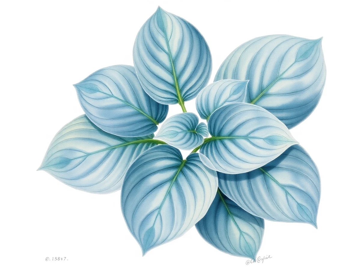 Watercolor illustration of Hosta 'Parisian Silk'