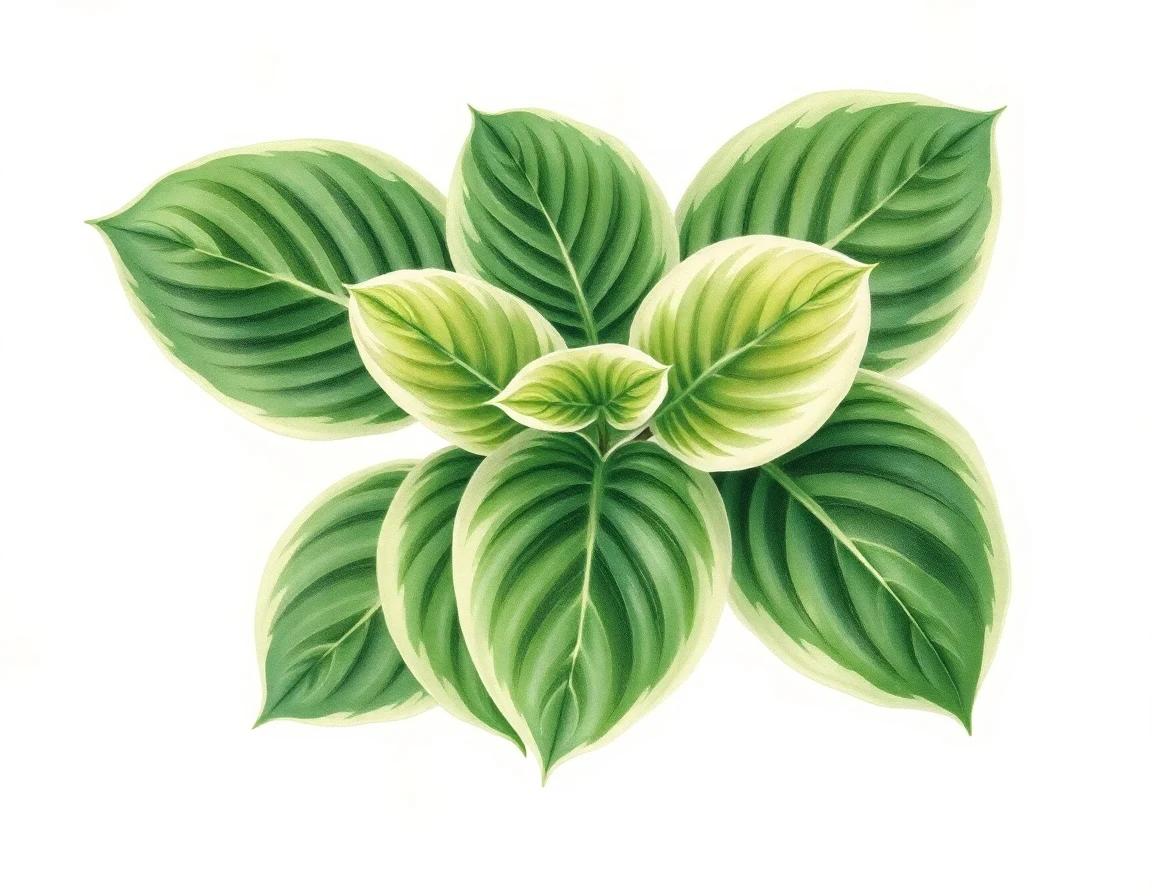 Watercolor illustration of Hosta 'Pastels'