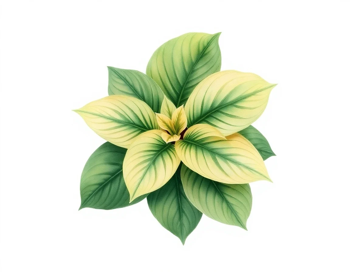 Watercolor illustration of Hosta 'Patent Leather'