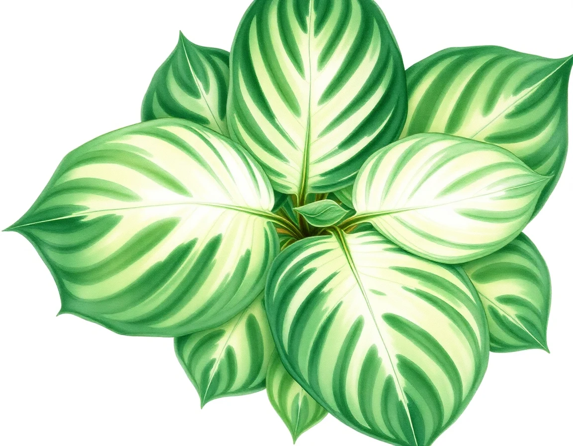 Watercolor illustration of Hosta 'Pea Pod'