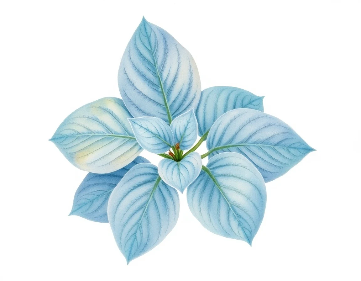 Watercolor illustration of Hosta 'Pearl Necklace'