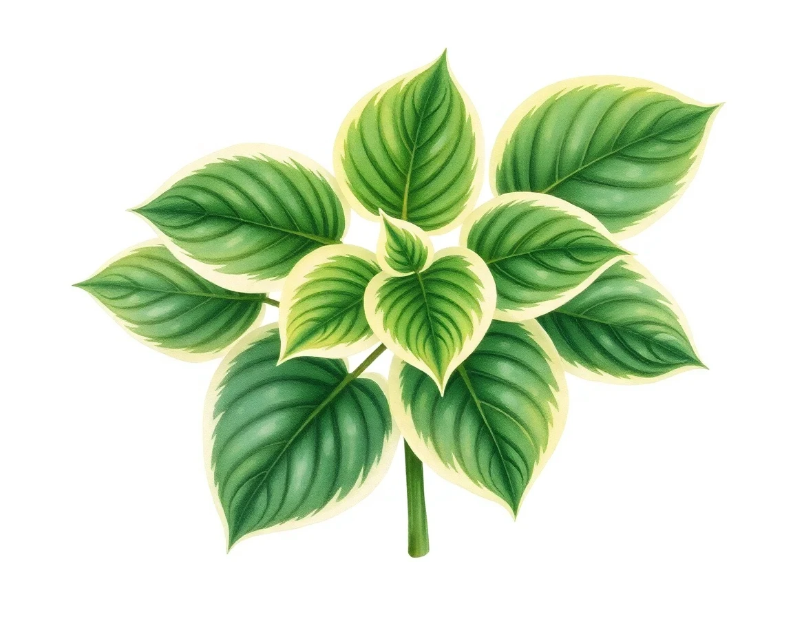 Watercolor illustration of Hosta 'PeeDee Laughing River'
